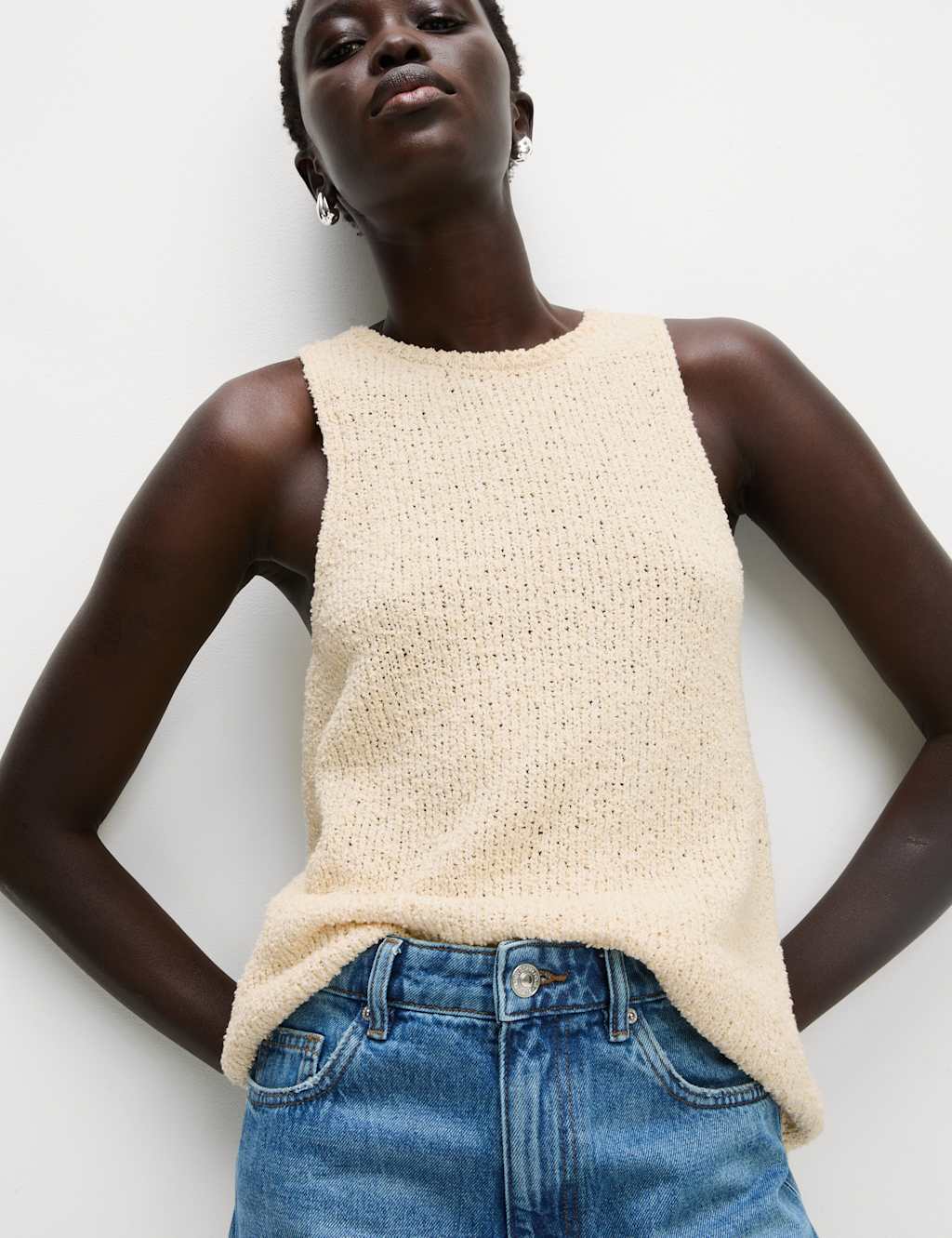 Cotton Rich Crew Neck Knitted Vest