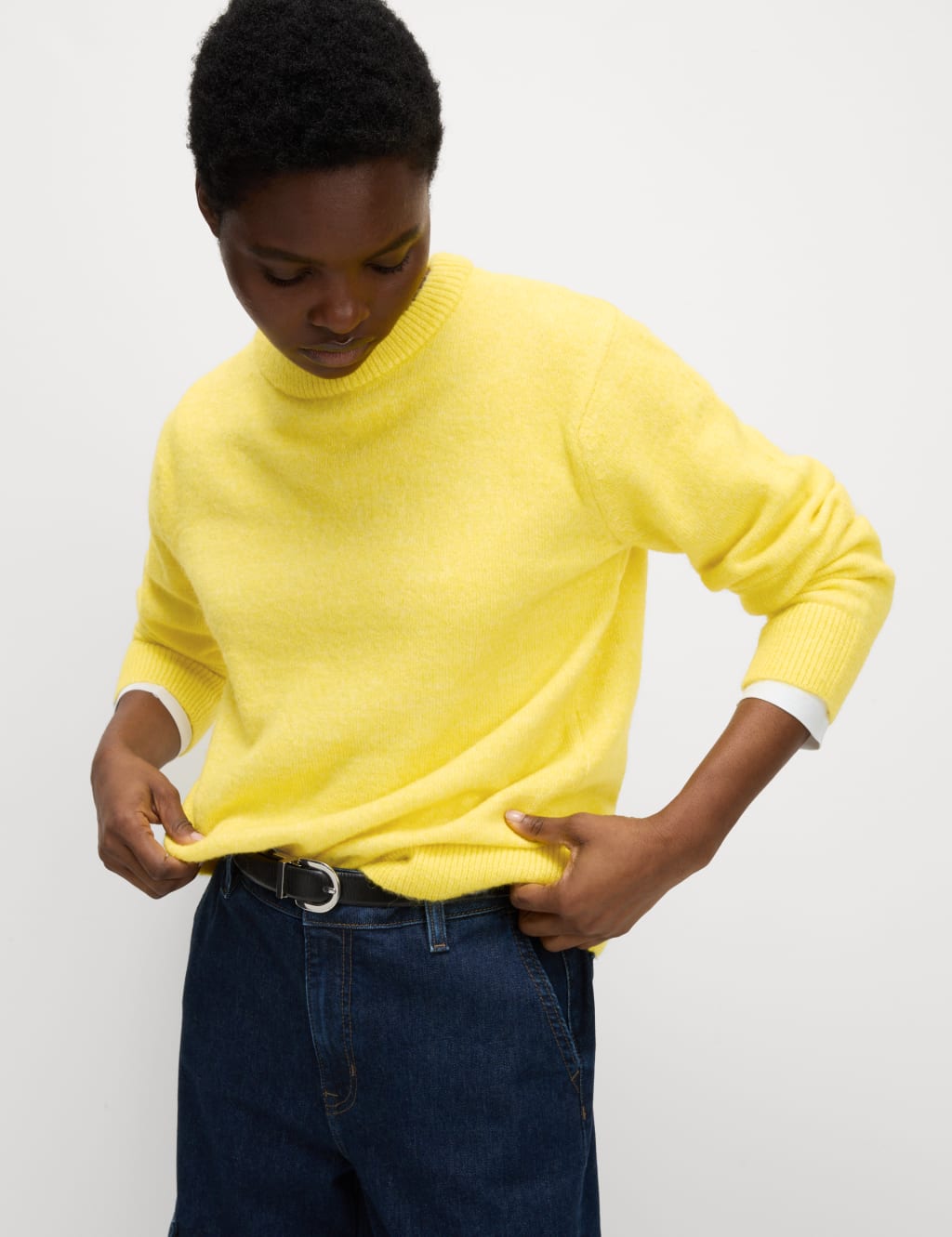 Textured Relaxed Jumper with Alpaca