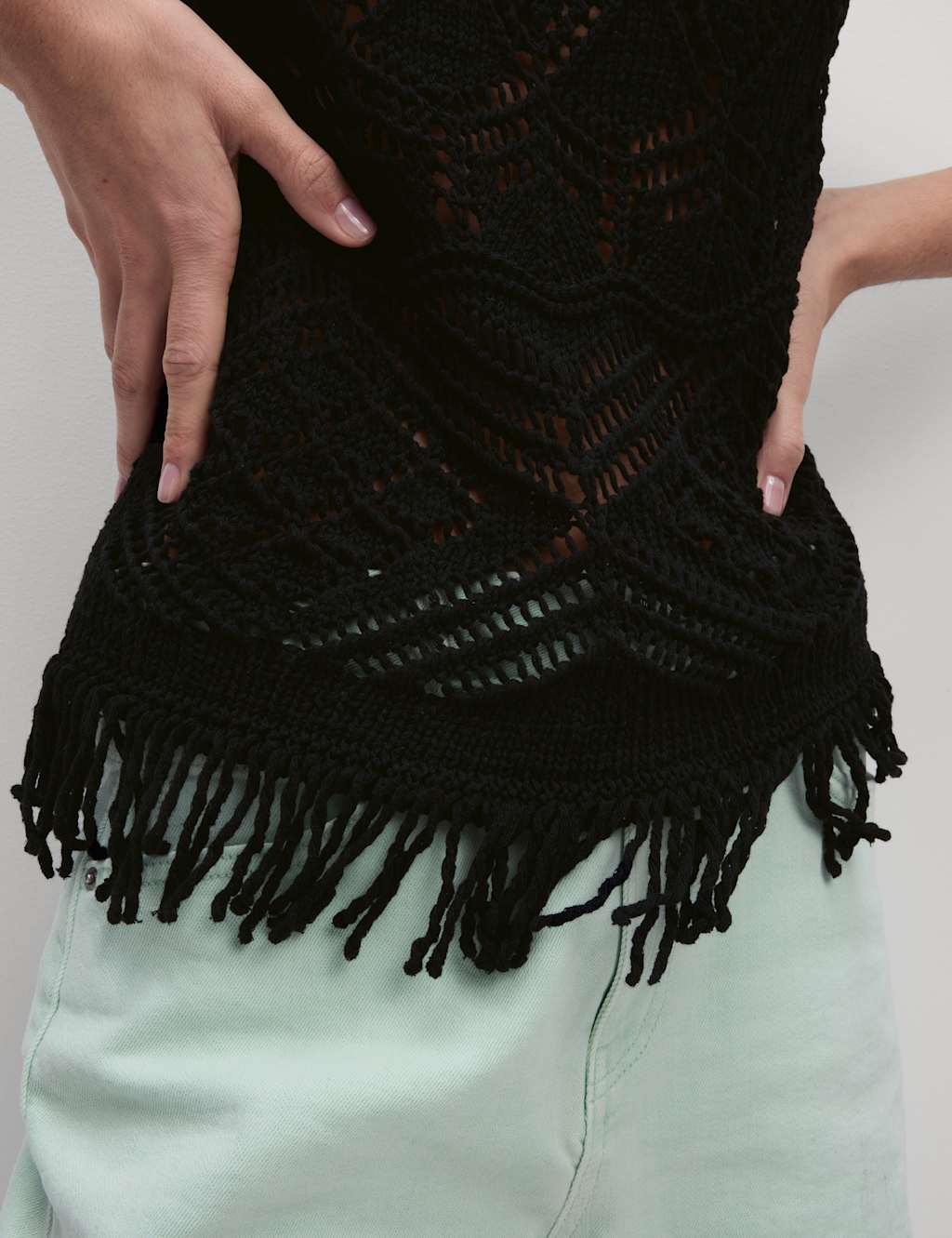 Pure Cotton Textured Slim Fit Knitted Top