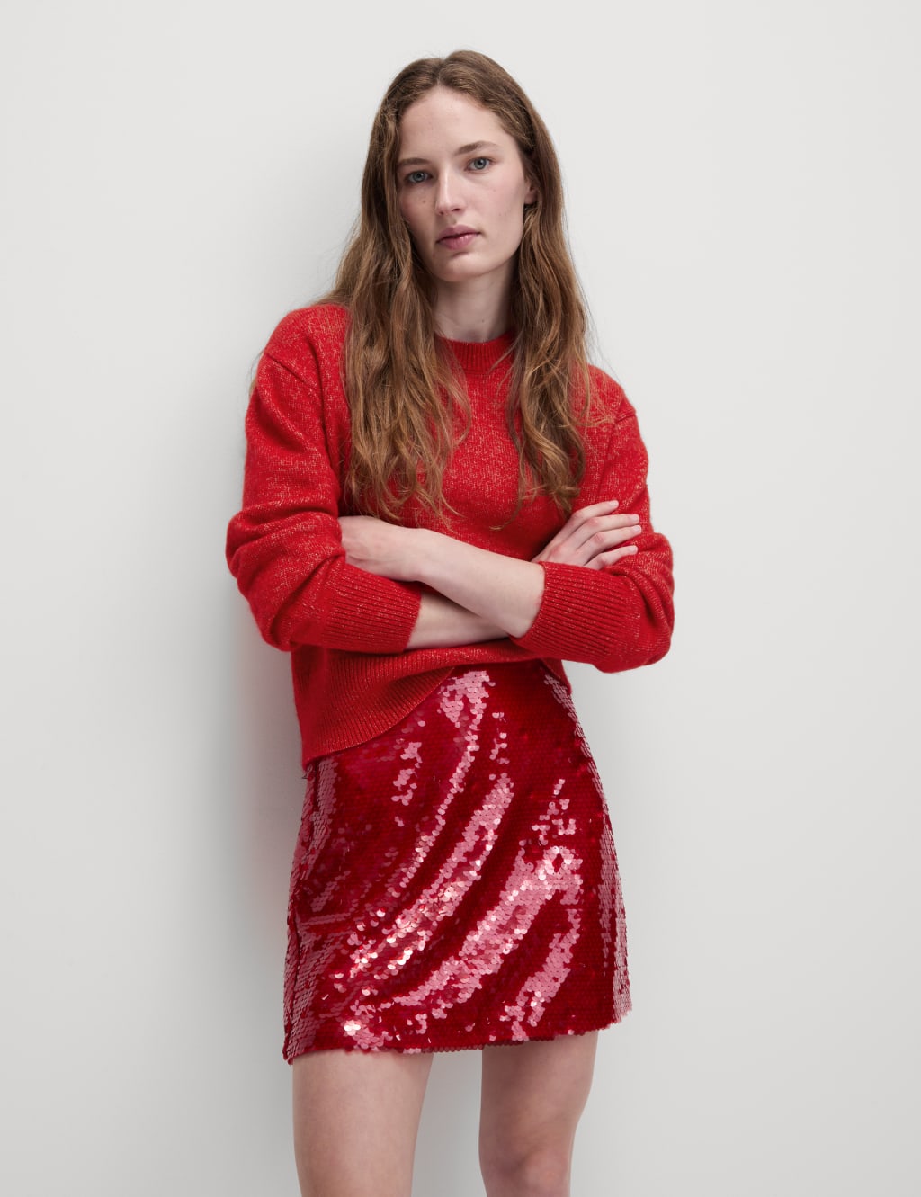 M and s red jumper top