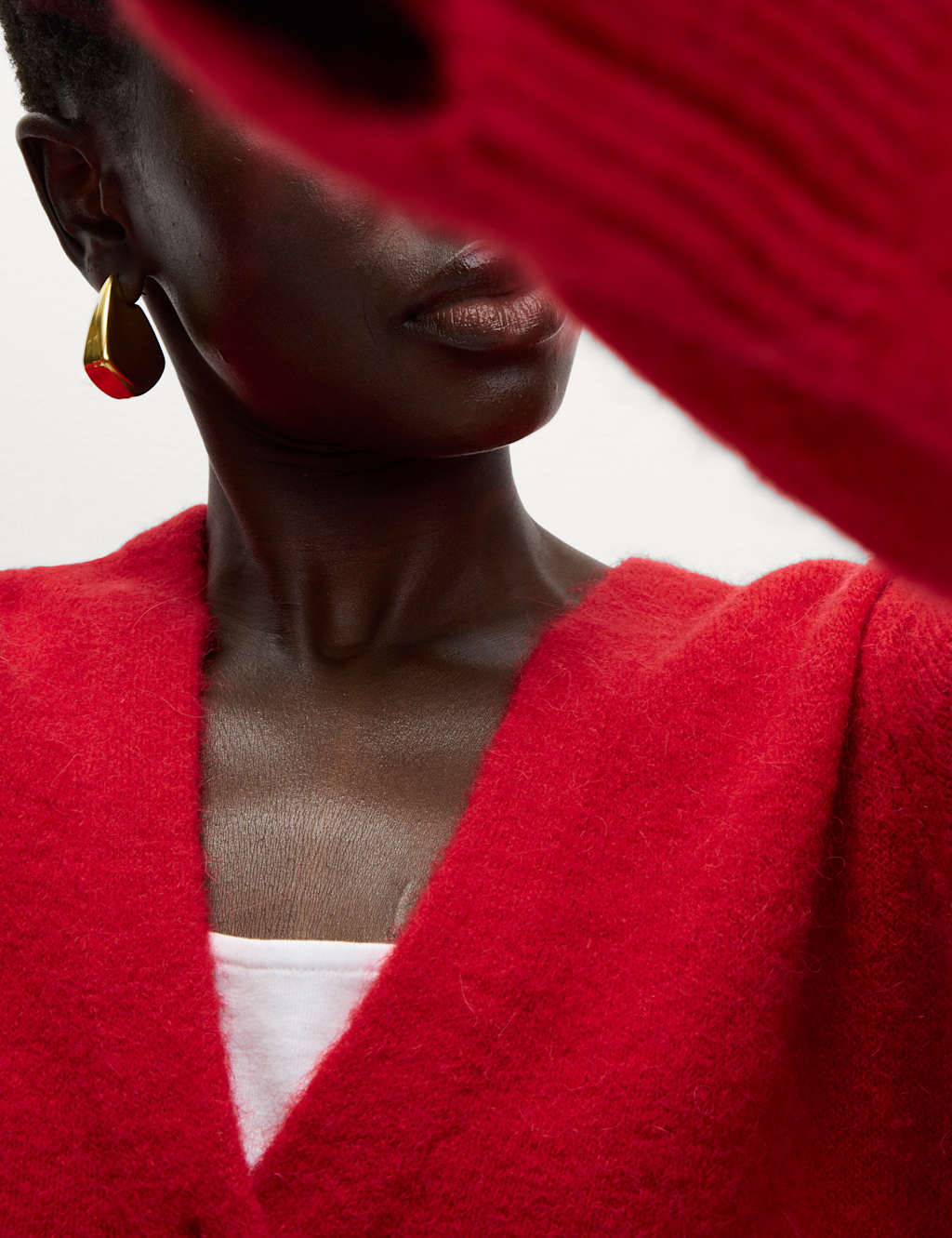 M&S V-Neck Cropped Cardigan with Alpaca Red