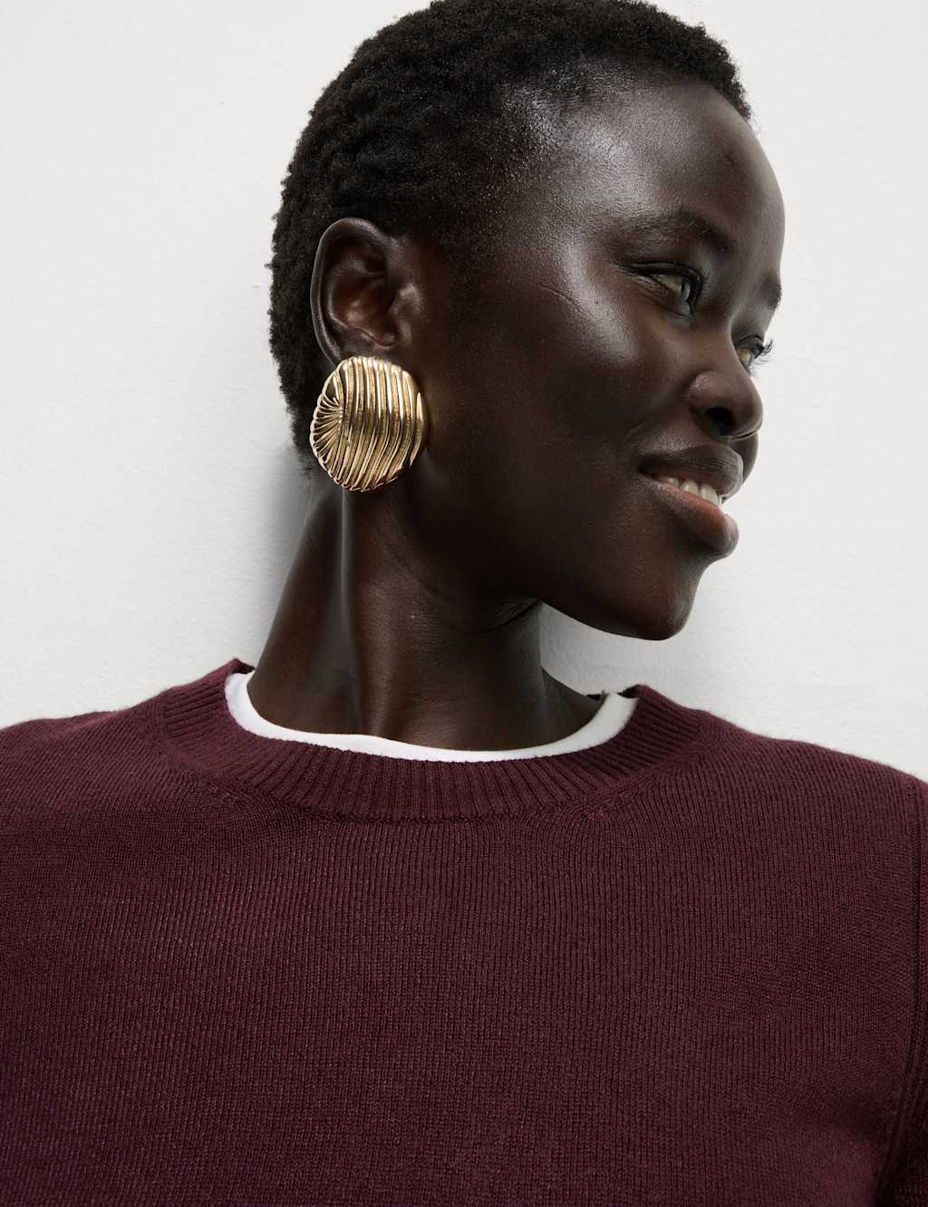 M&S Supersoft Crew Neck Jumper Dark Burgundy