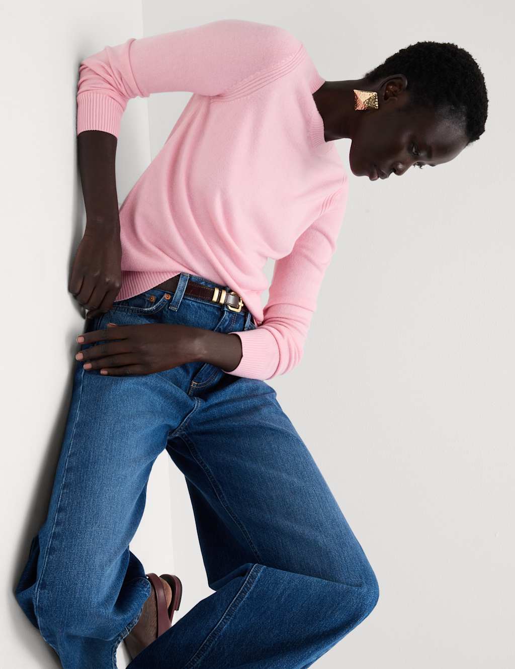 M&S Supersoft Crew Neck Jumper Rose Pink