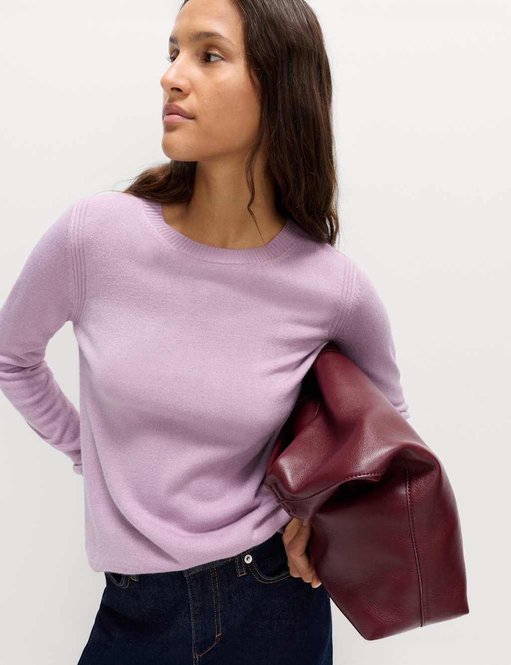 M&S Supersoft Crew Neck Jumper Dusted Lilac