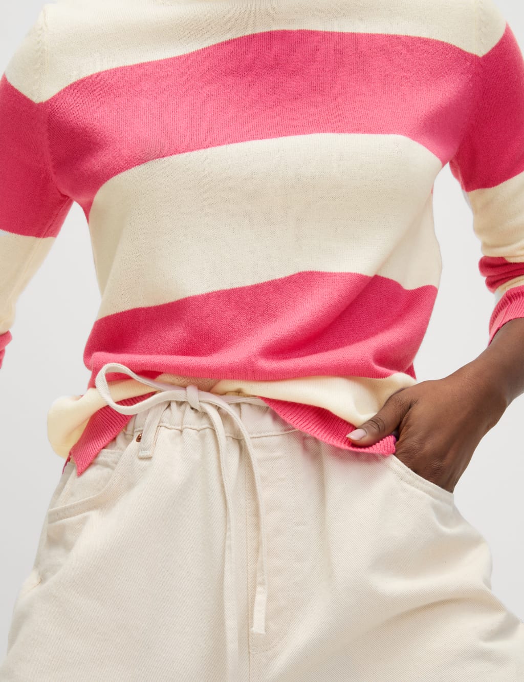 Supersoft Striped Crew Neck Relaxed Jumper