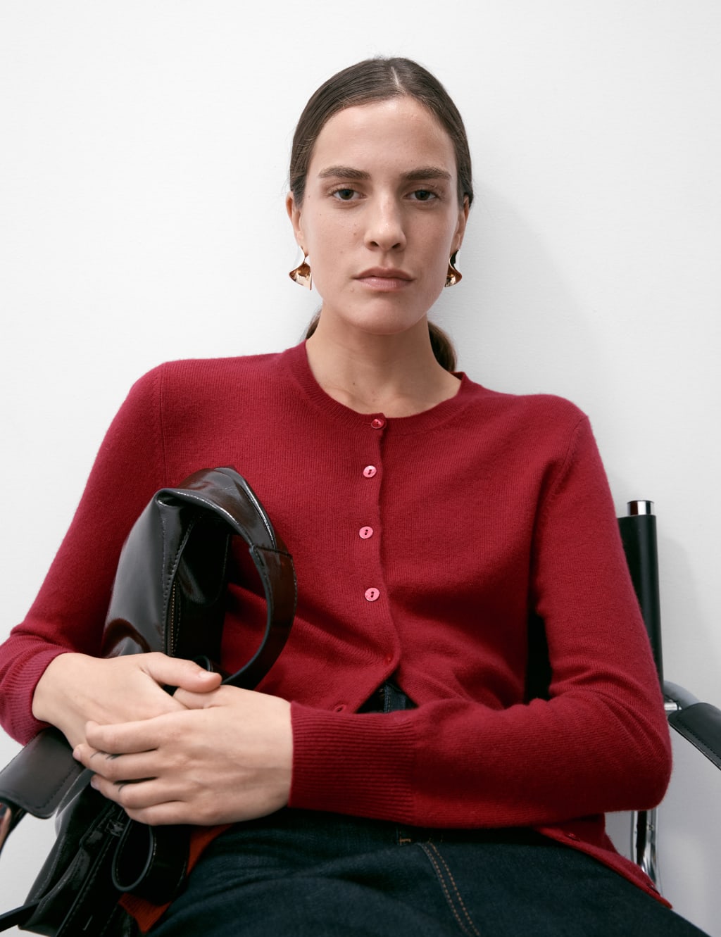 M&s ladies red cardigan shop