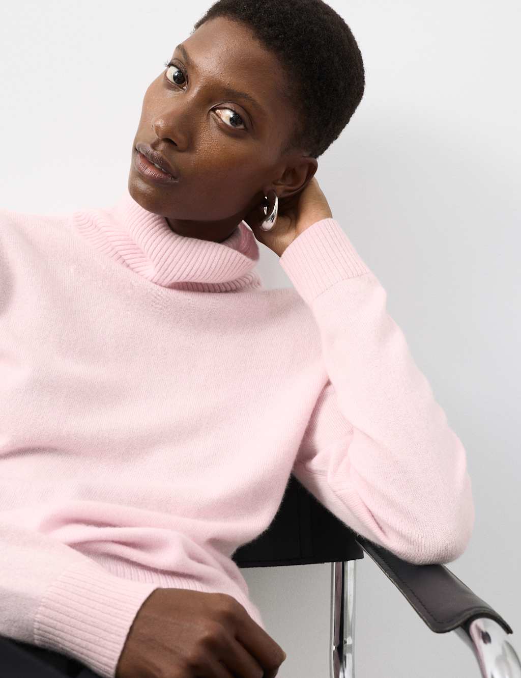 Autograph Pure Cashmere Roll Neck Jumper Pale Pink