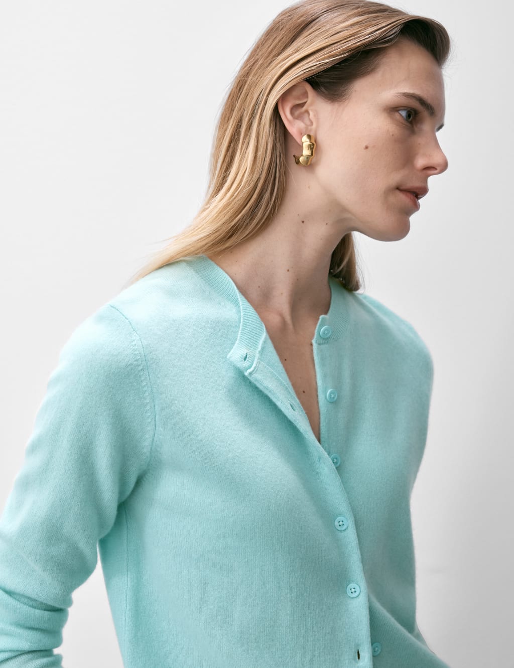 Pure Cashmere Crew Neck Relaxed Cardigan