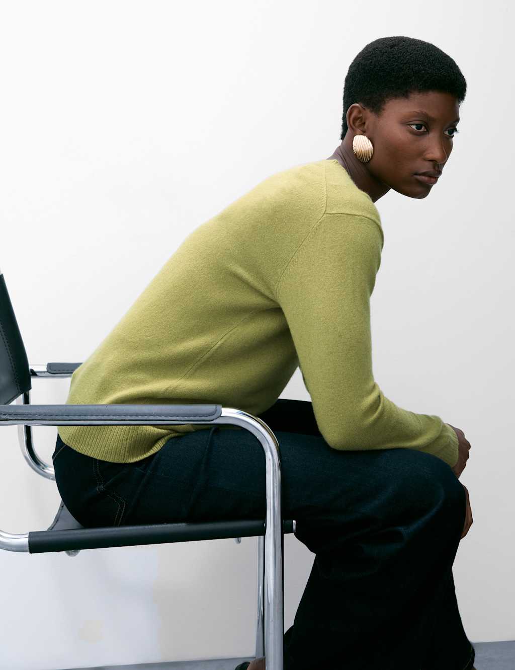 Autograph Pure Cashmere V-Neck Jumper Leaf