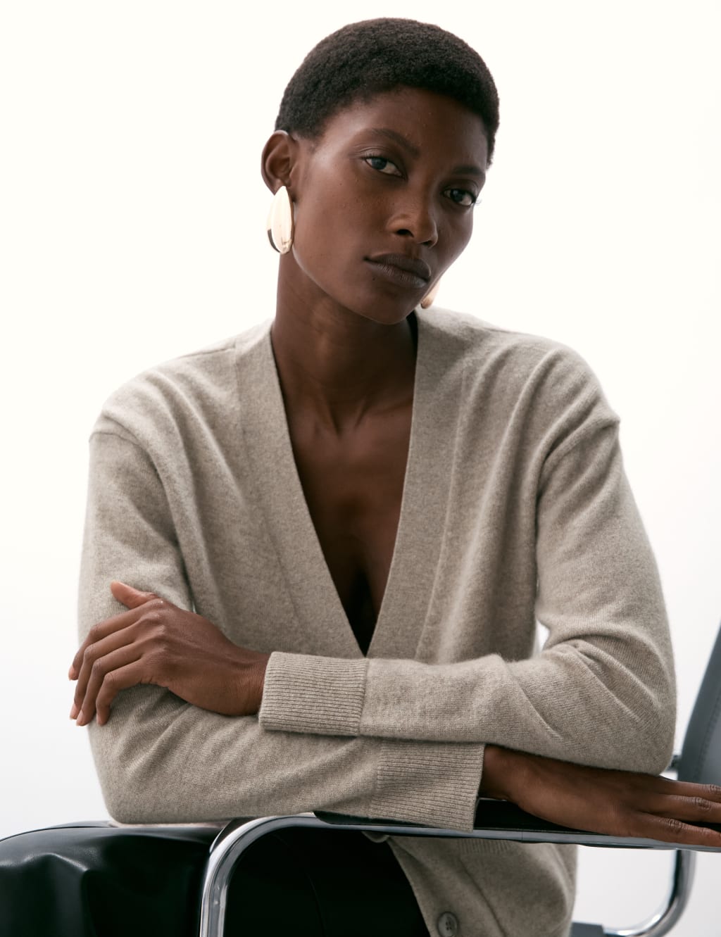Pure Cashmere V-Neck Button Front Cardigan