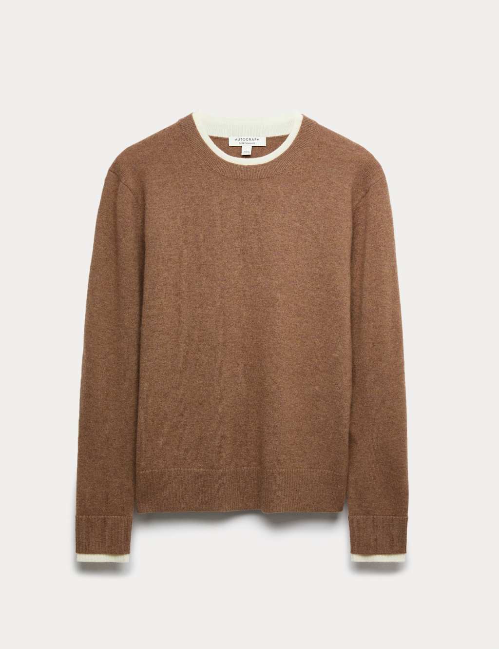 Autograph Pure Cashmere Textured Tipped Jumper Golden Brown