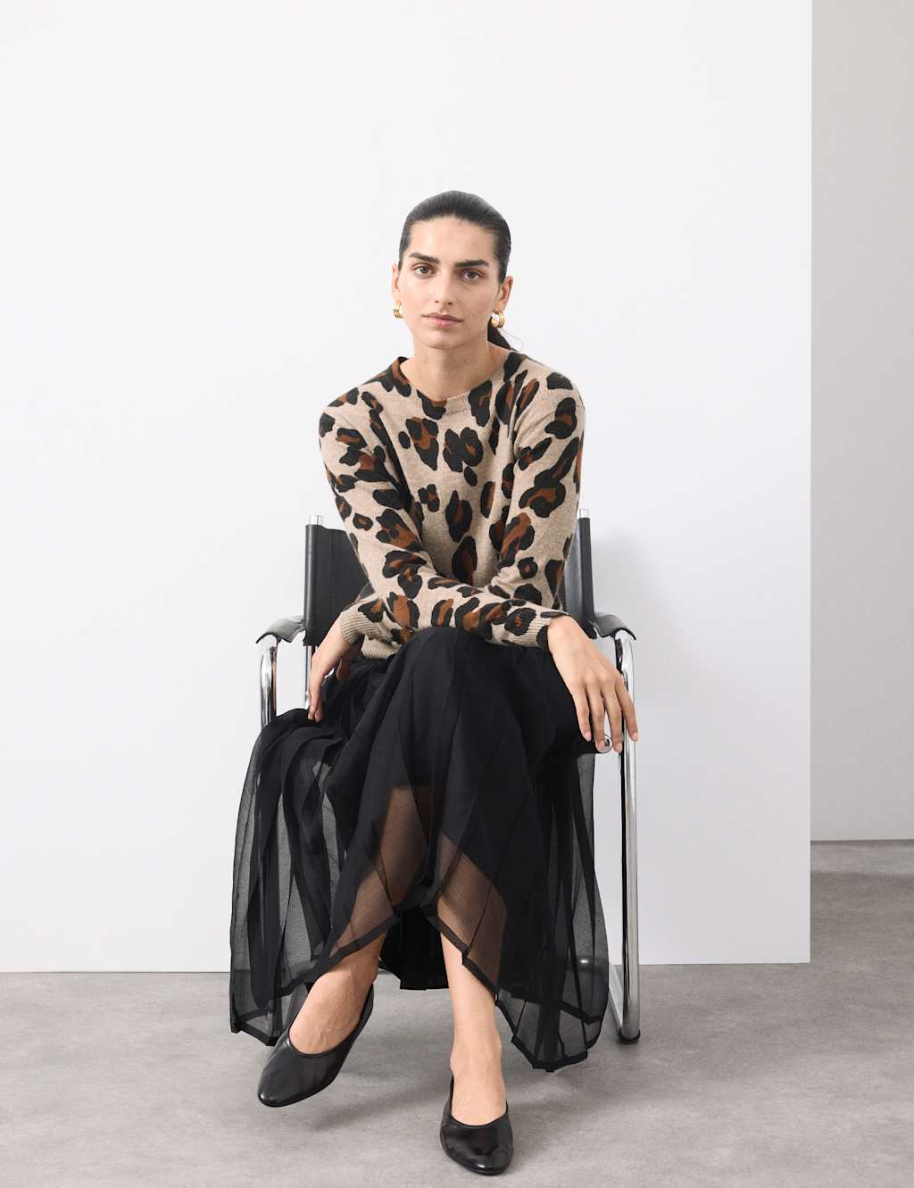 Autograph Pure Cashmere Animal Print Jumper Neutral