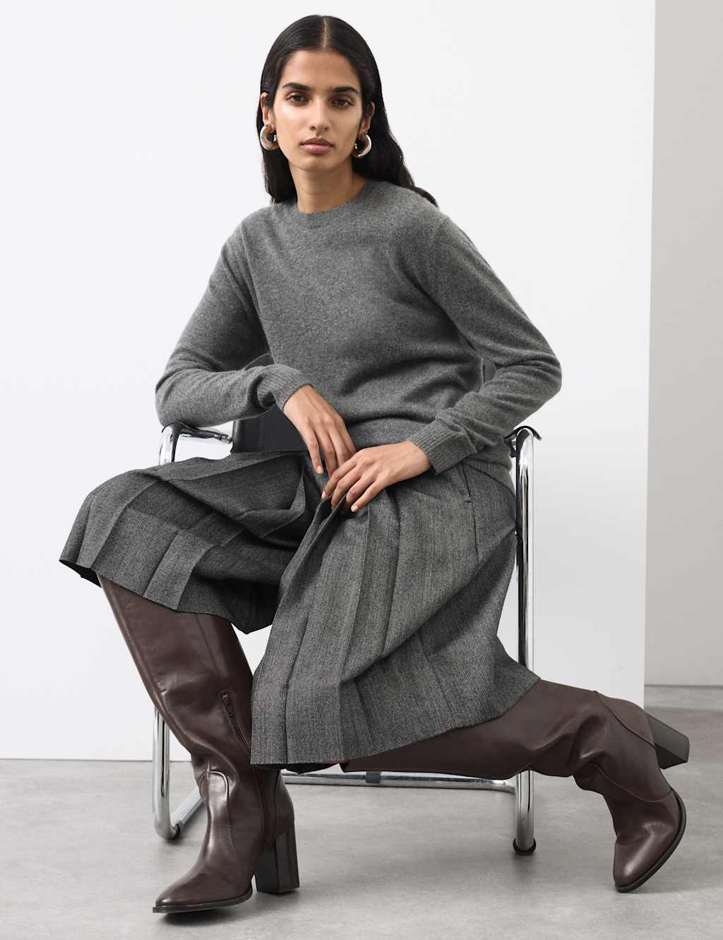 Autograph Pure Cashmere Crew Neck Jumper Slate