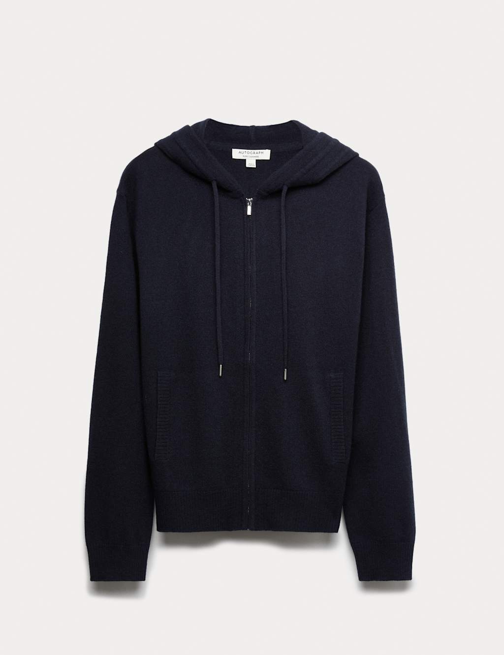 Autograph Pure Cashmere Zip Up Hoodie Midnight Navy