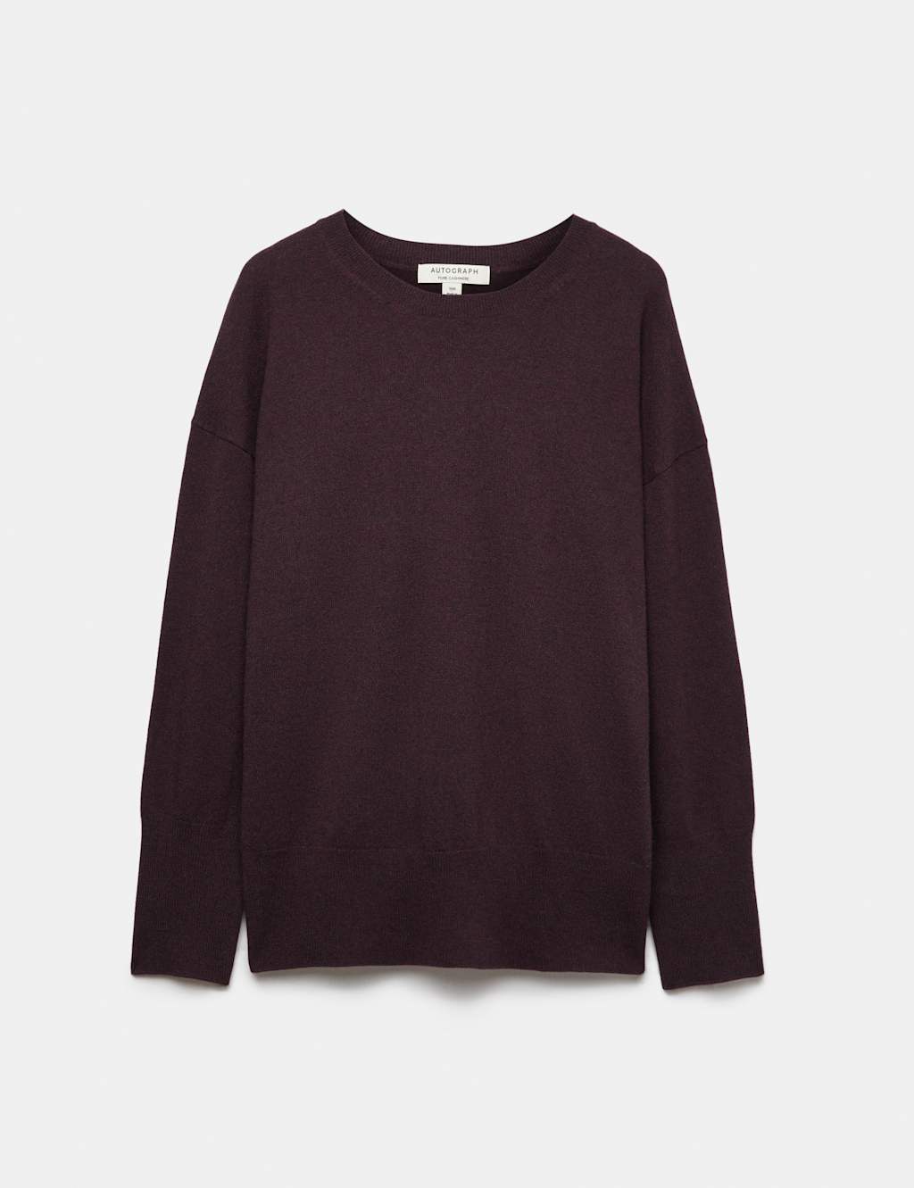Autograph Women's Pure Cashmere Longline Jumper - Large - Dark Aubergine