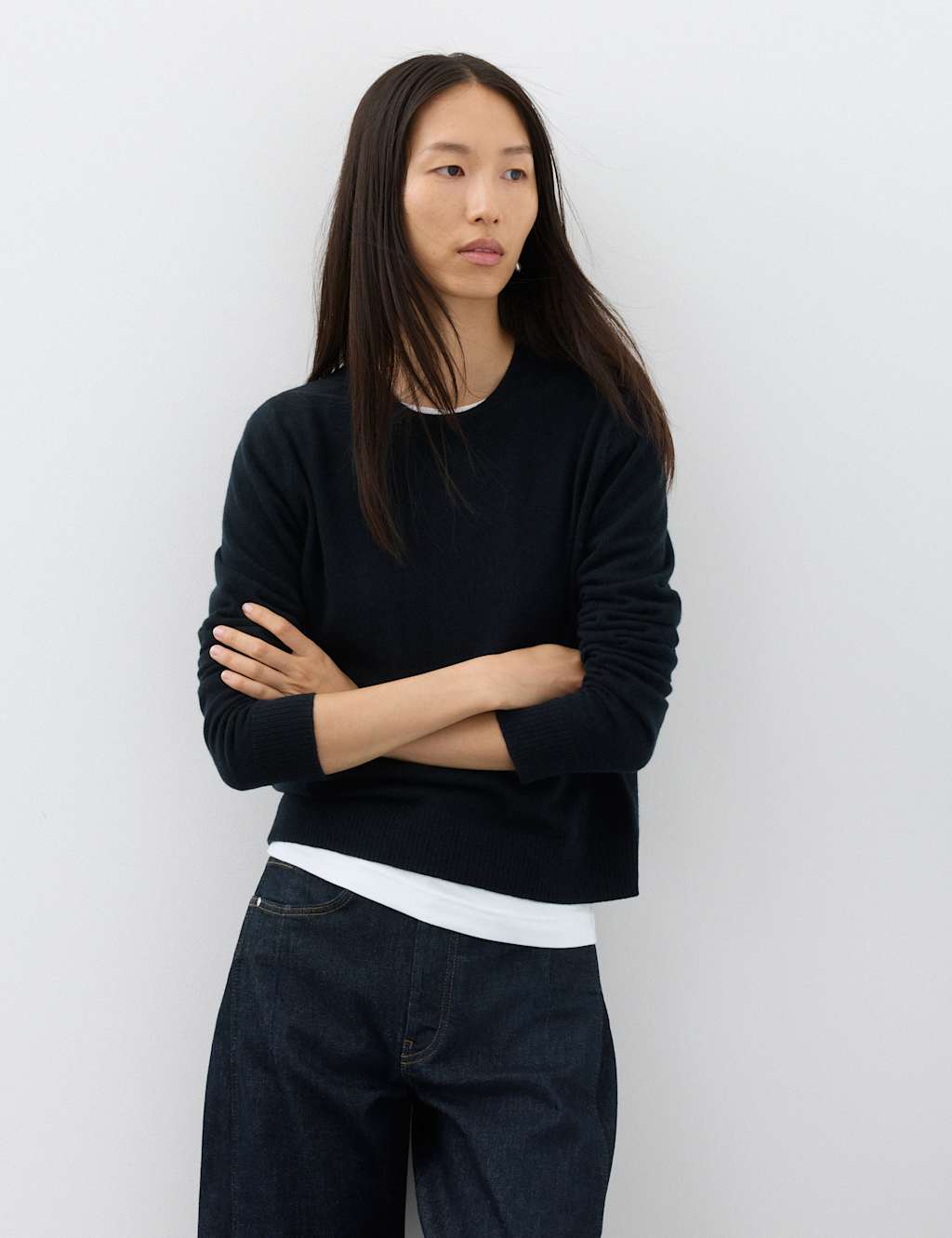 Autograph Women's Pure Cashmere Crew Neck Jumper - Large - Midnight Navy