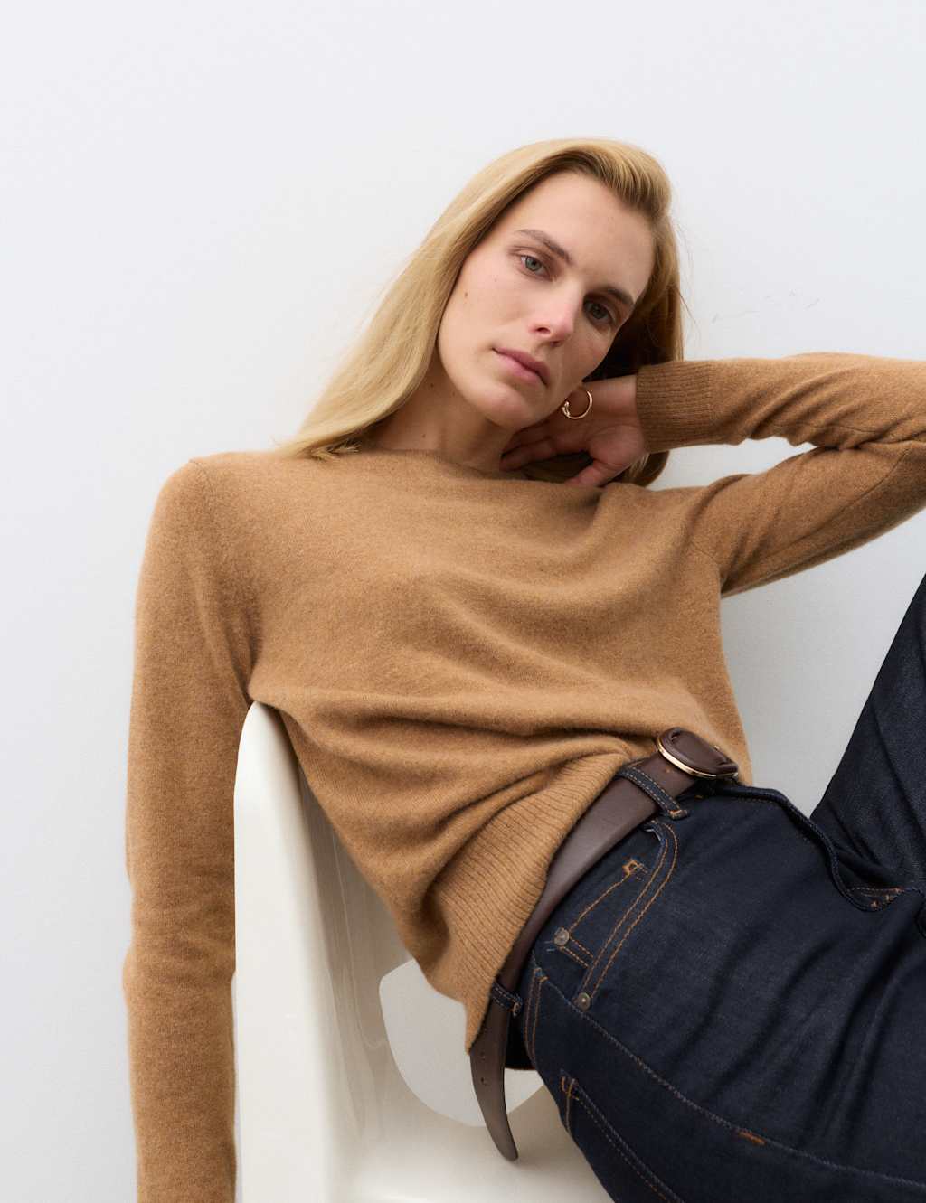Autograph Women's Pure Cashmere Crew Neck Jumper - Medium - Caramel