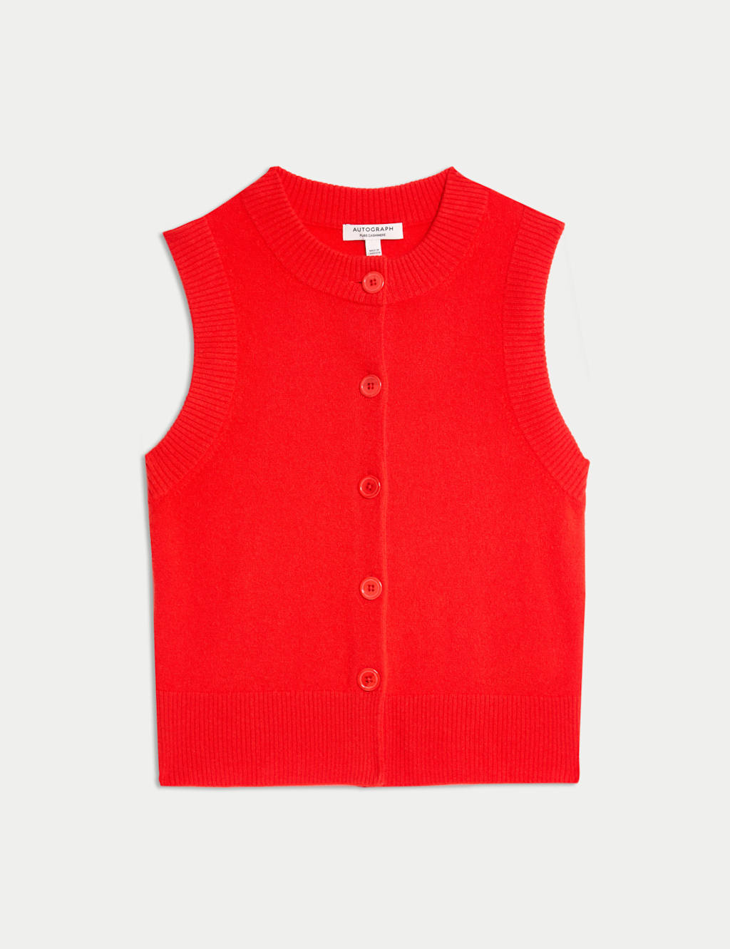 Pure Cashmere Button Through Knitted Vest