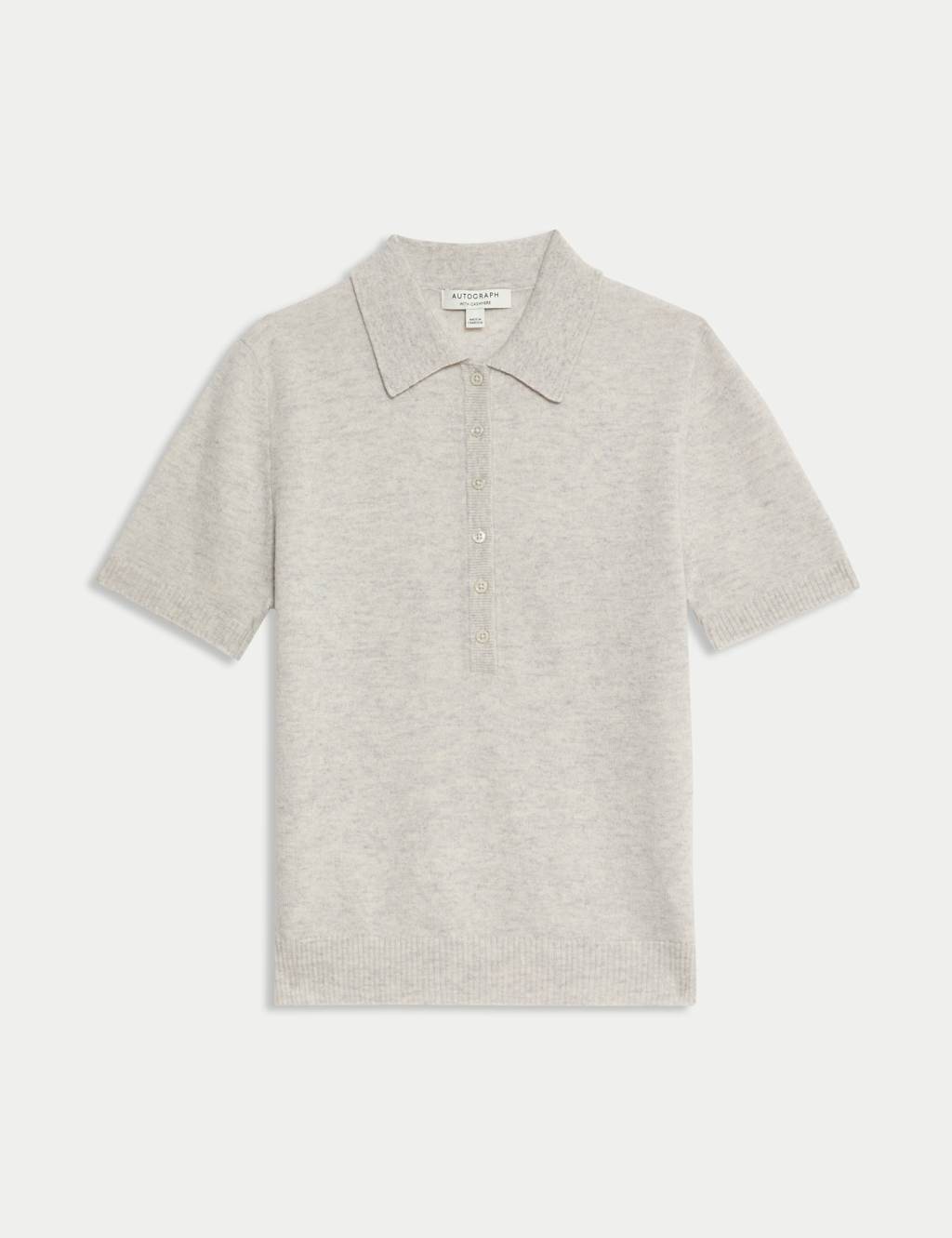 Merino Wool Rich Polo Neck Knitted Top with Cashmere