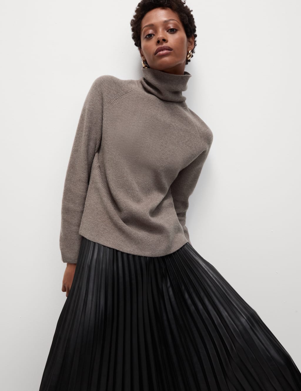 Black polo neck jumper ladies online