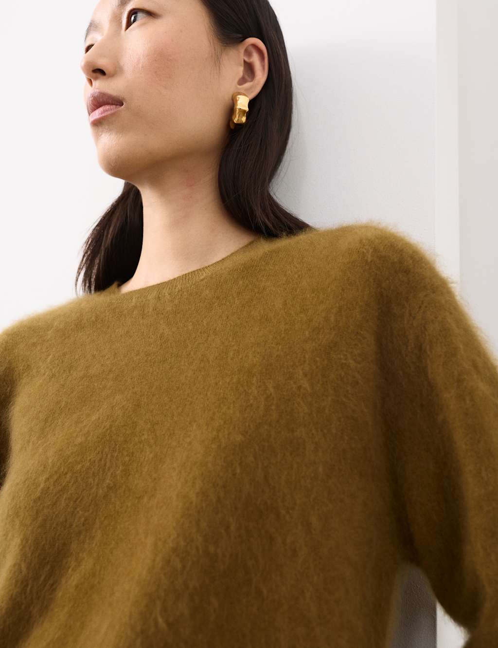 Autograph Brushed Wool with Cashmere Crew Neck Jumper Ochre