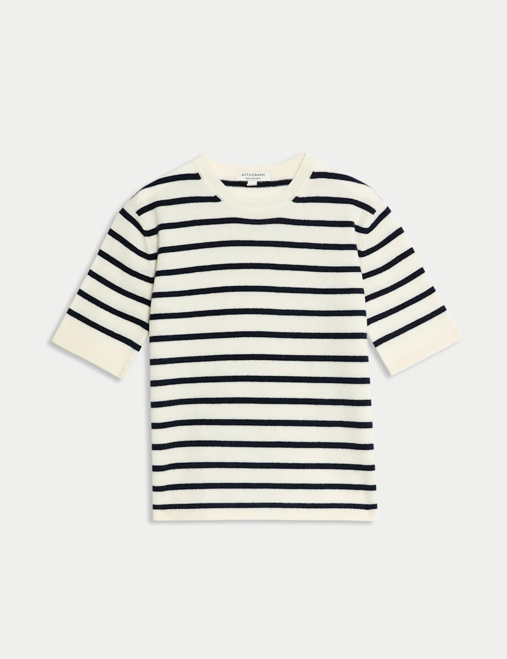 Pure Cashmere Striped Crew Neck Knitted Top