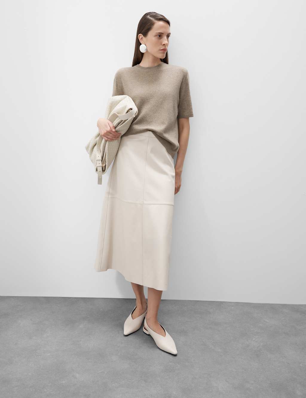 Pure Cashmere Textured Crew Neck Knitted Top