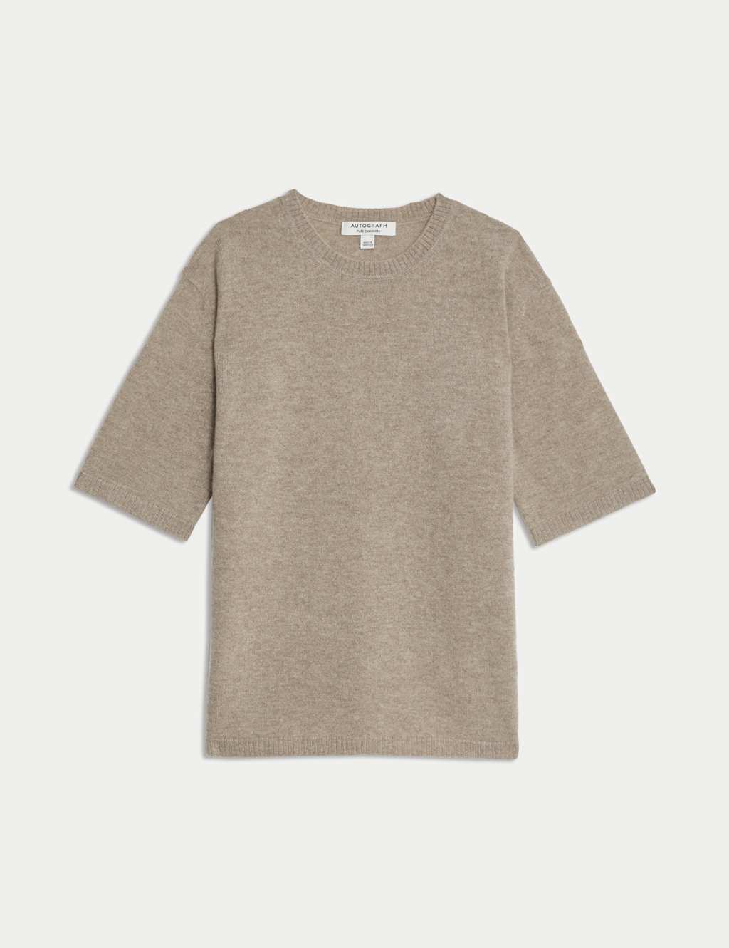 Pure Cashmere Textured Crew Neck Knitted Top