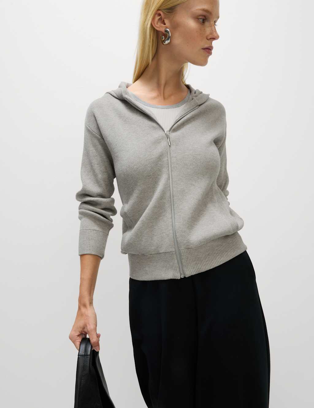 Soft Touch Knitted Zip Up Hoodie