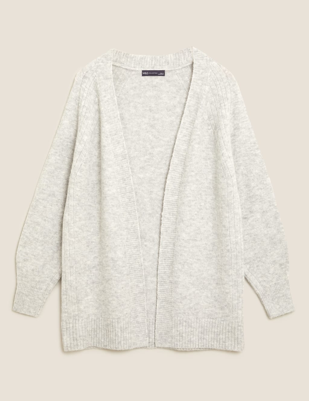 M&S Textured Longline Cardigan Grey Marl