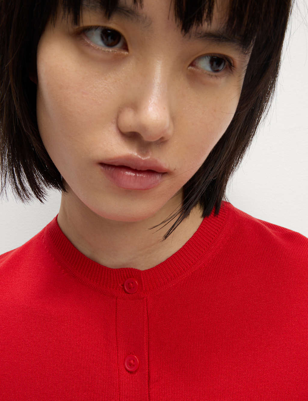 M&S Crew Neck Button Front Cardigan Chilli