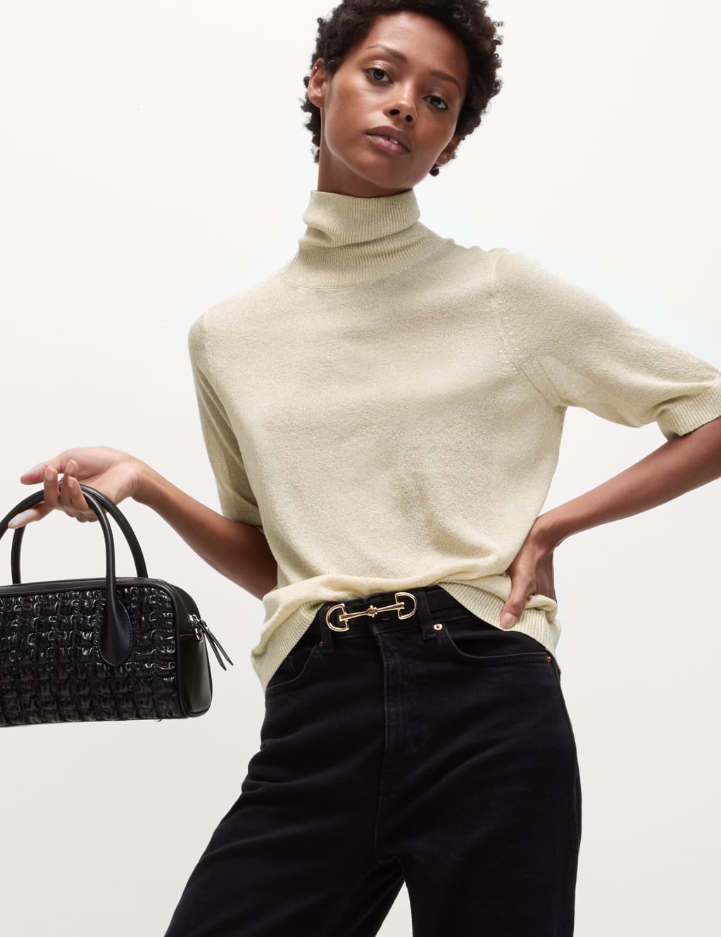 Black roll neck top online