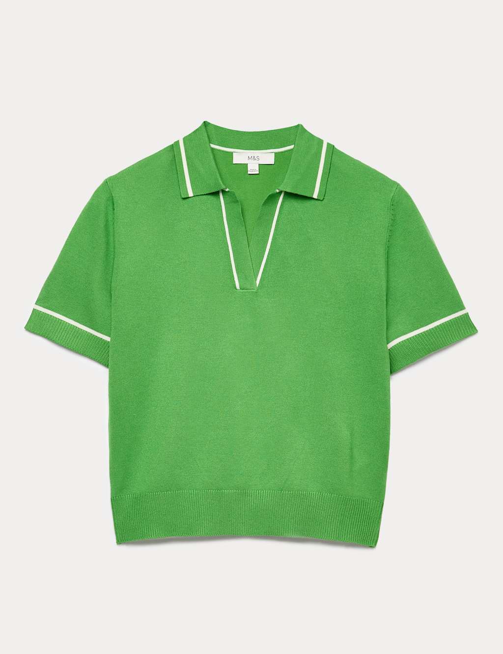 M&S Collection Women's V-Neck Collared Knitted Top - XS - Grass, Grass,Cornflower,Cappuccino