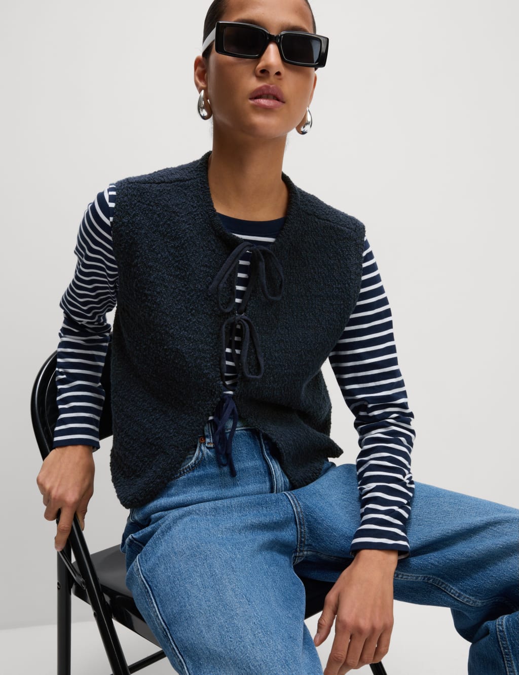Cotton Rich Textured Cropped Waistcoat