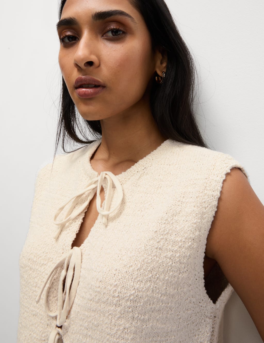 Cotton Rich Textured Cropped Waistcoat