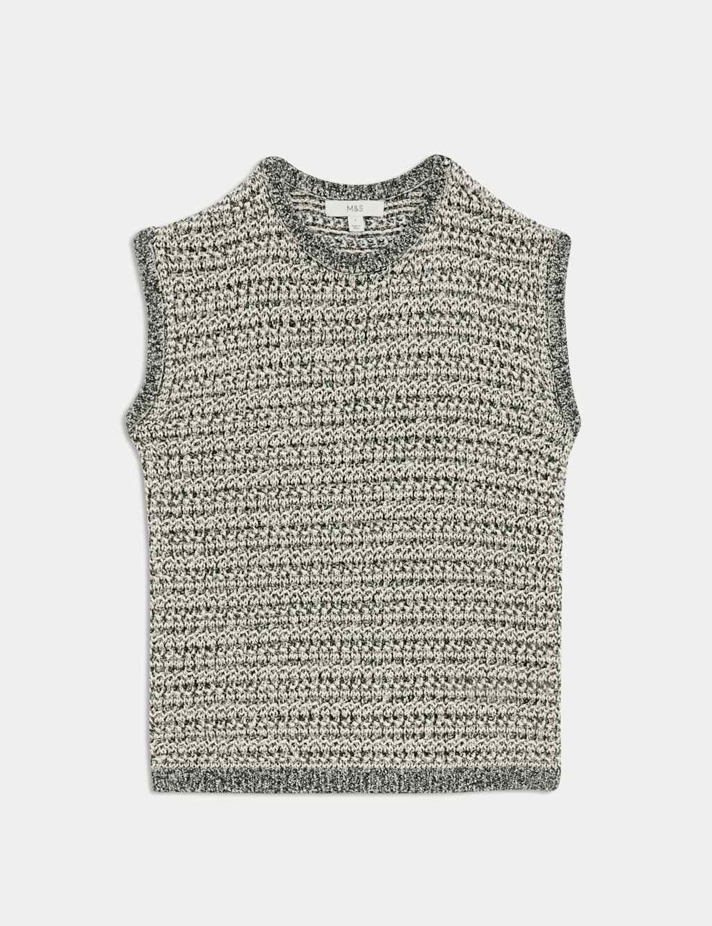 Crew Neck Slim Fit Knitted Vest with Cotton