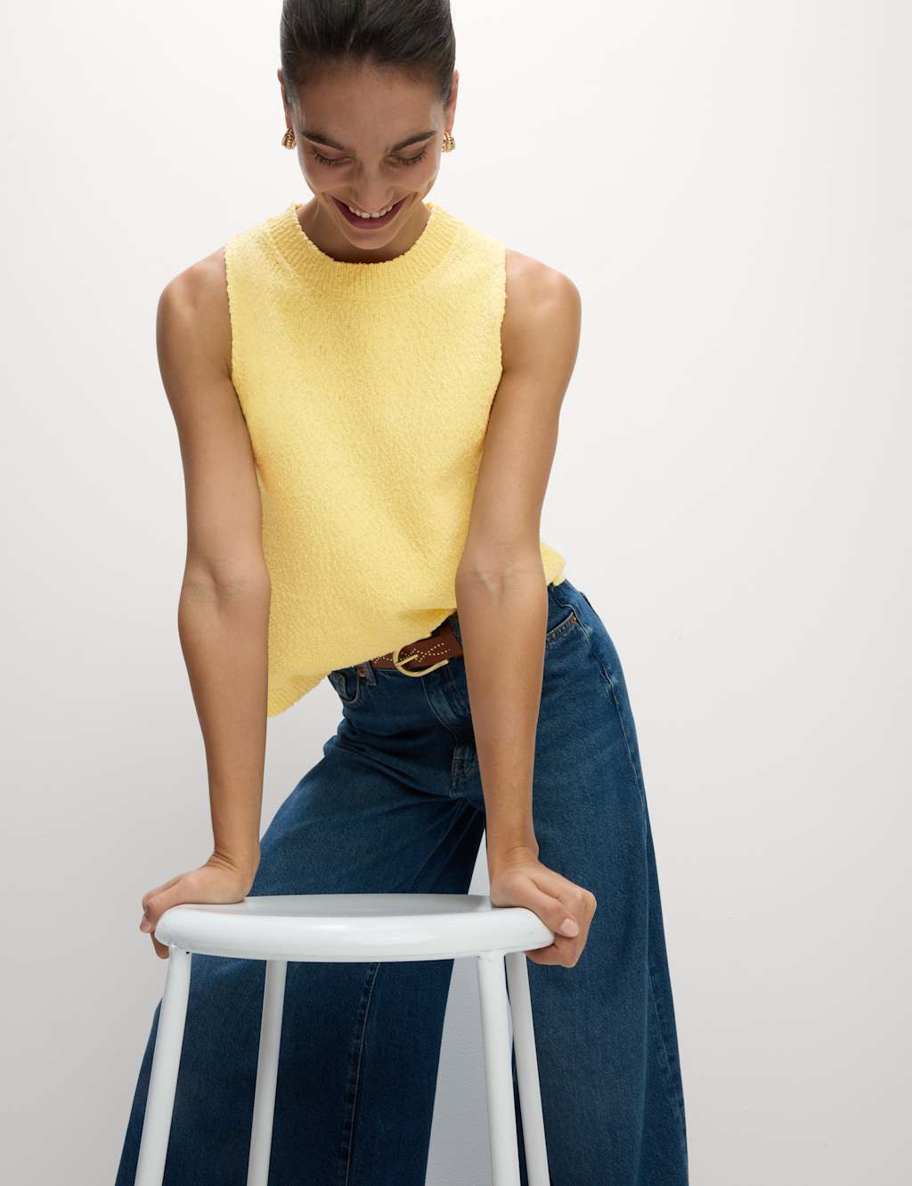 Cotton Rich Textured Knitted Vest