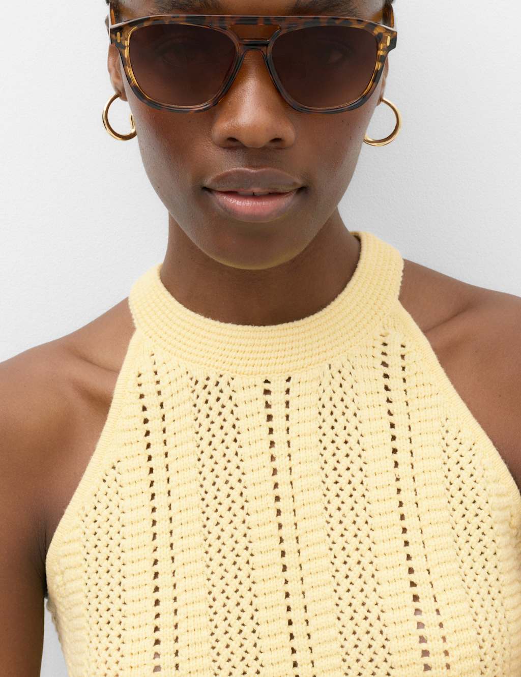 M&S Women's Cotton Rich Crochet Style Knitted Vest - Small - Pale Yellow