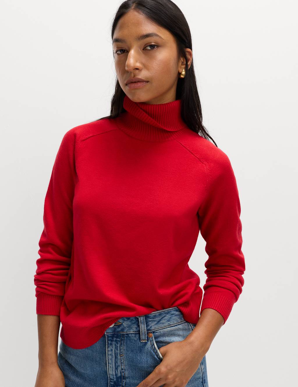 M&S Air-Yarn Roll Neck Jumper Rouge