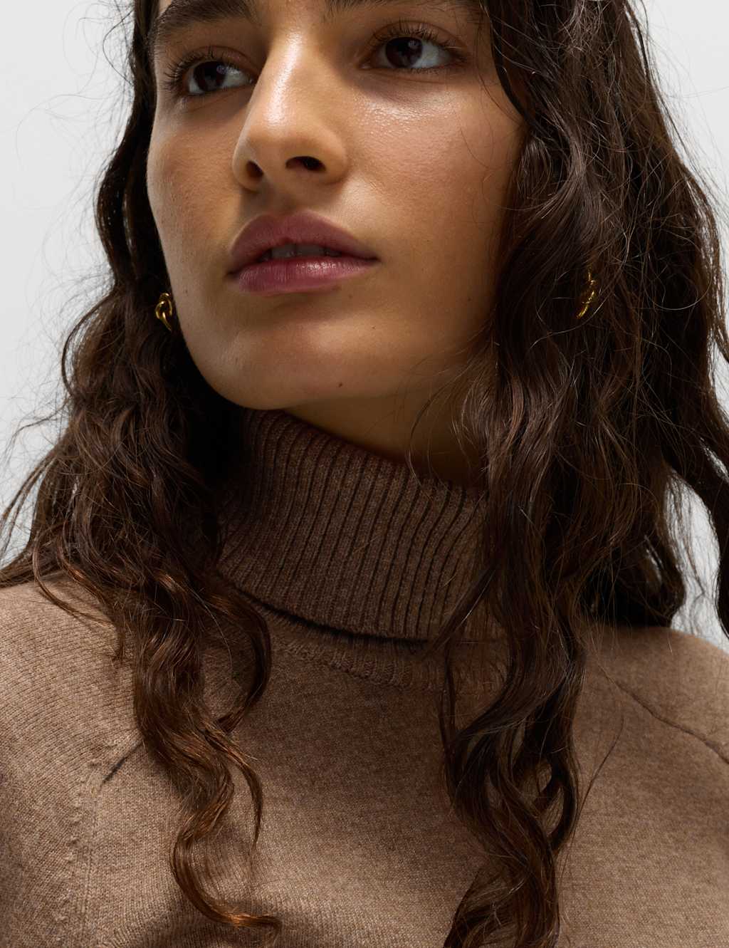 M&S Air-Yarn Roll Neck Jumper Hazelnut