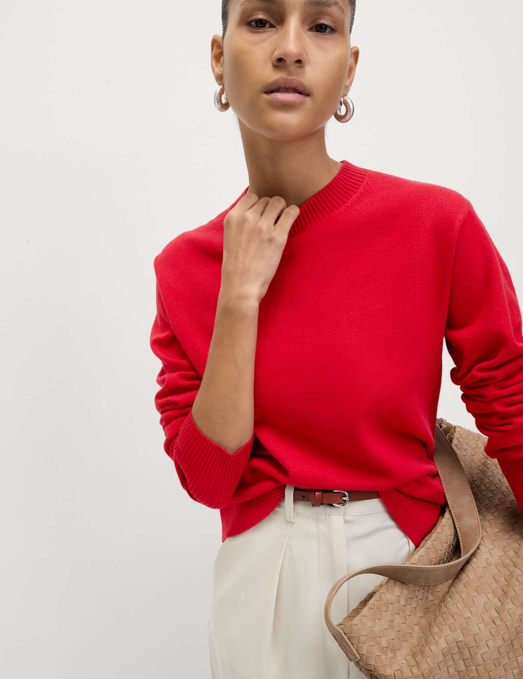 M&S Air-Yarn Crew Neck Jumper Rouge
