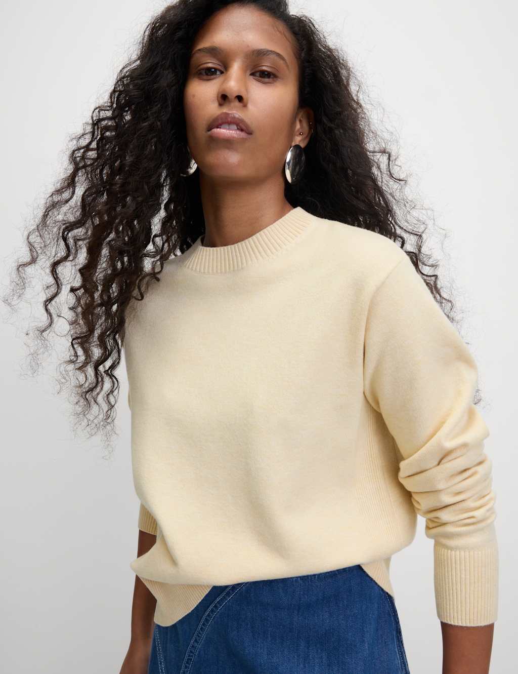 M&S Air-Yarn Crew Neck Jumper Cream