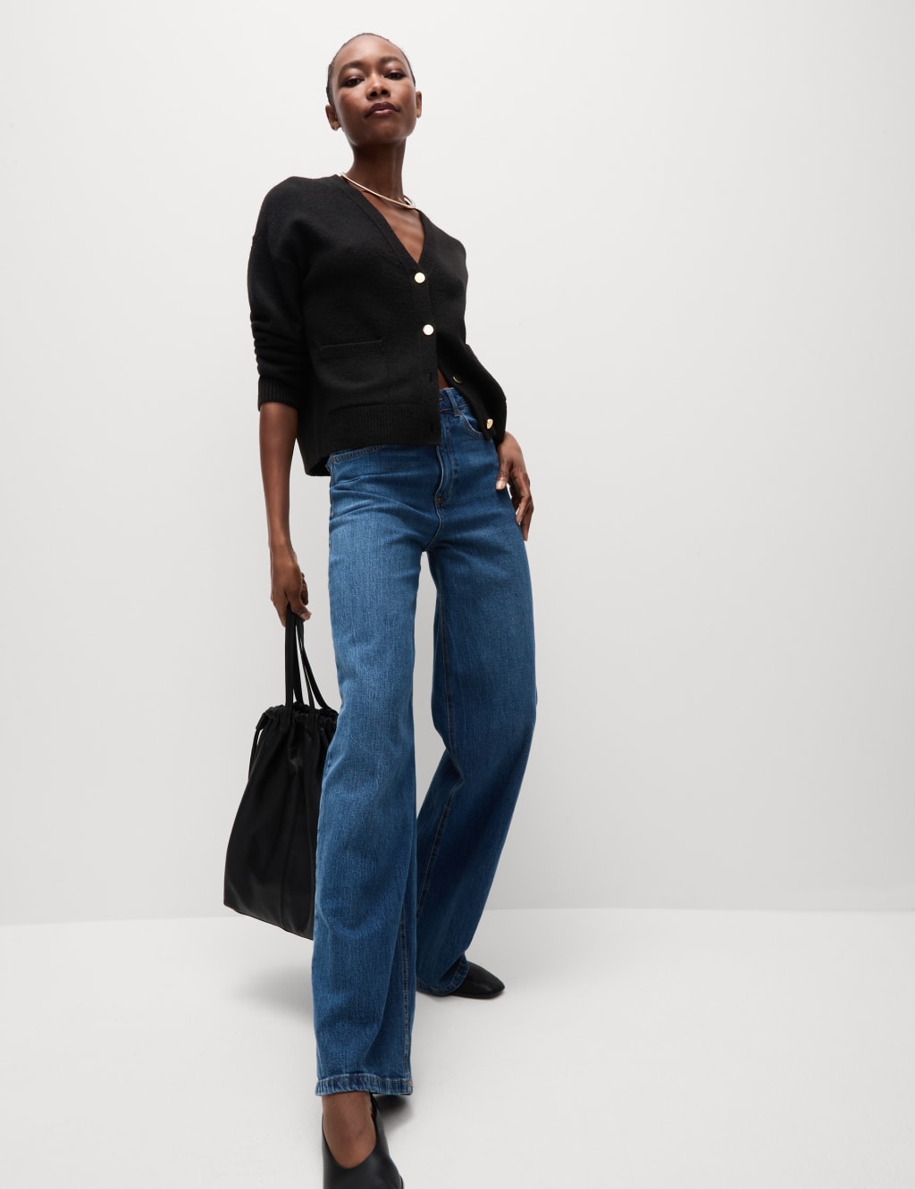 V-Neck Button Front Relaxed Cardigan