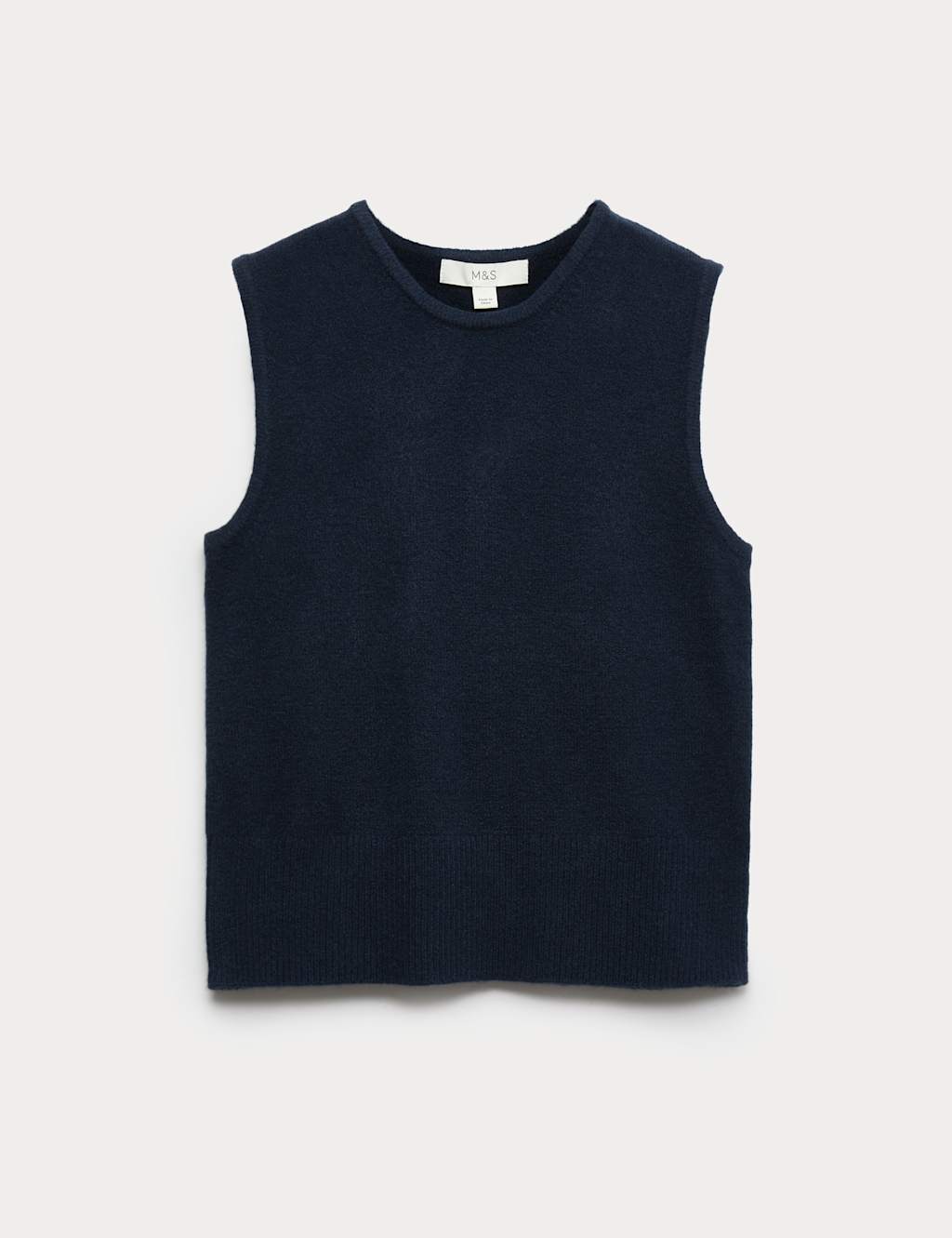 M&S Crew Neck Knitted Vest with Cotton Midnight Navy