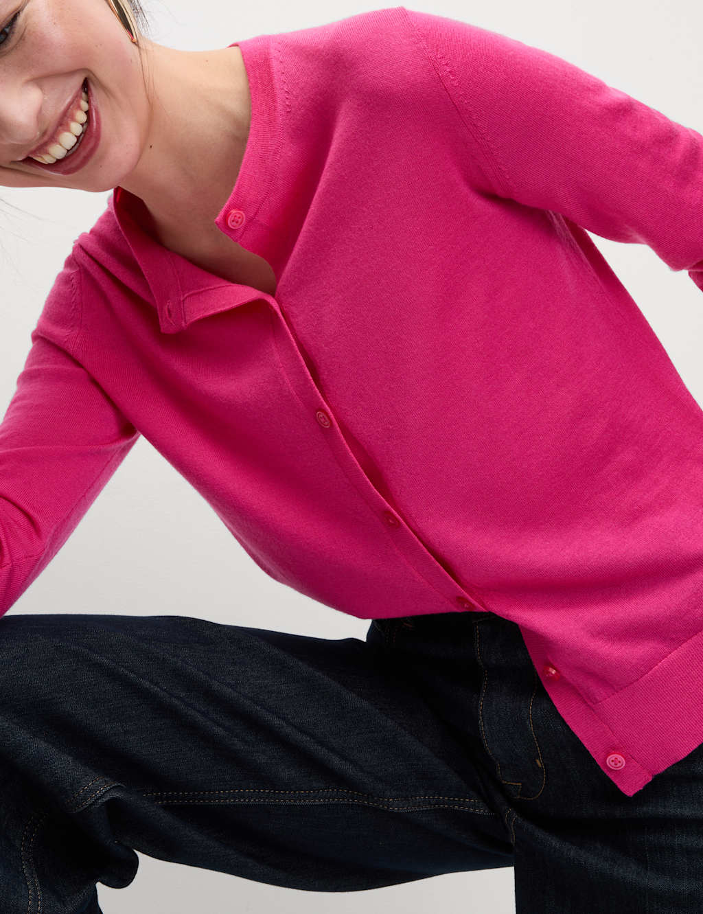 Pure Merino Wool Crew Neck Cardigan