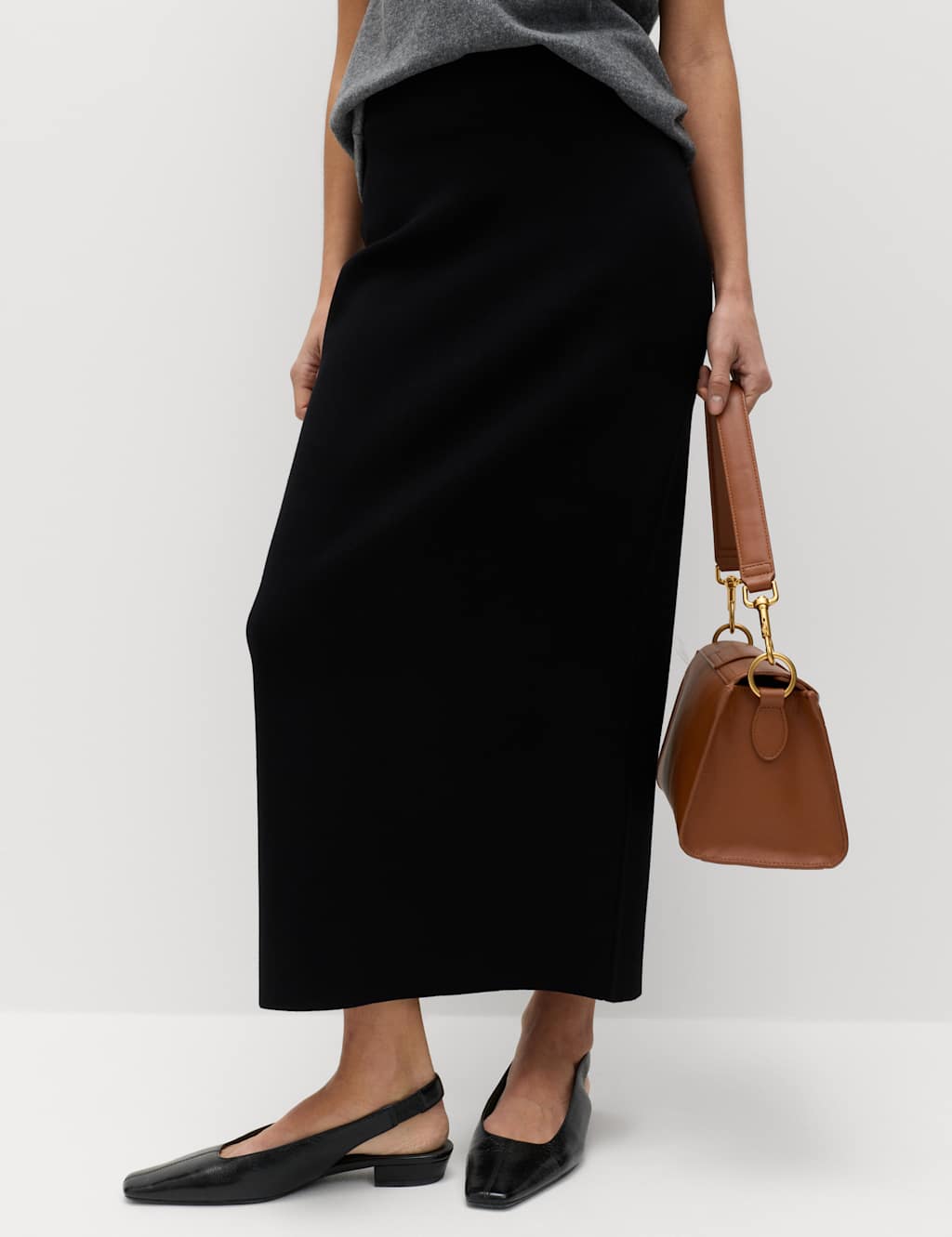 M&S Women's Knitted Midaxi Column Skirt - Small - Black