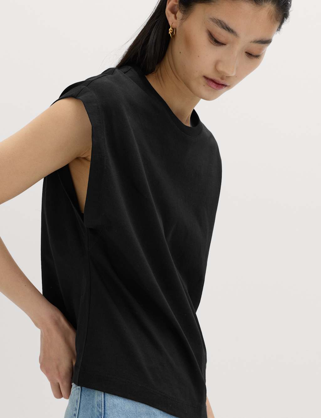 M&S Women's Pure Cotton Cap Sleeve T-Shirt - 18 - Black