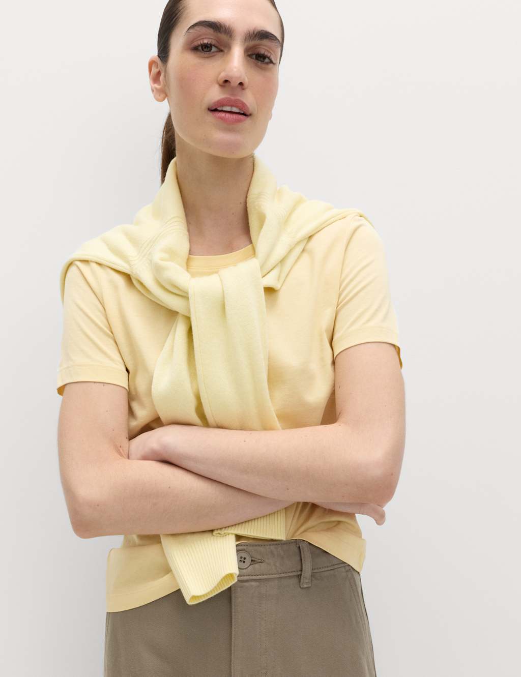 M&S Women's Pure Cotton T-Shirt - 8 - Yellow