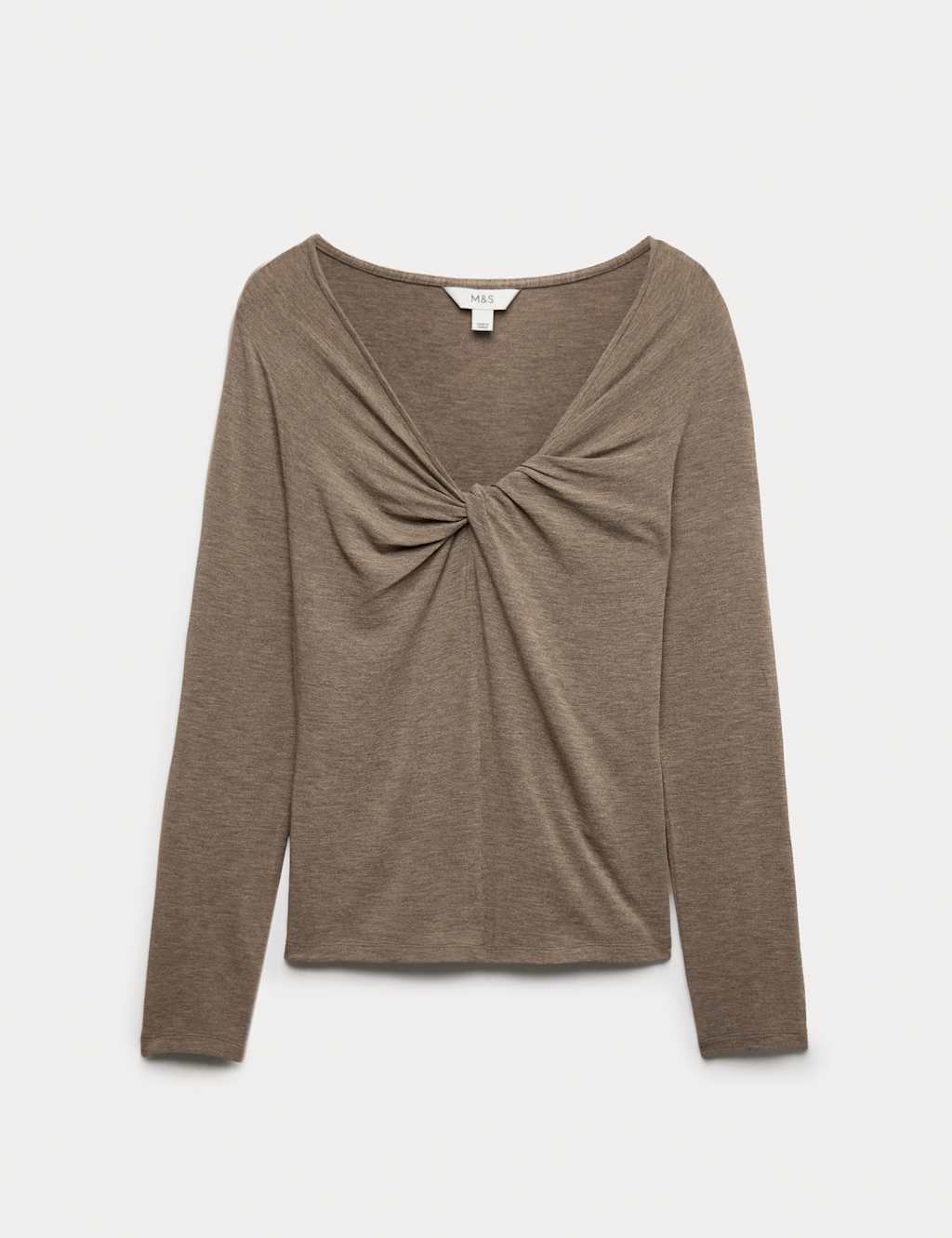 M&S Twist Detail Long Sleeve Top Natural