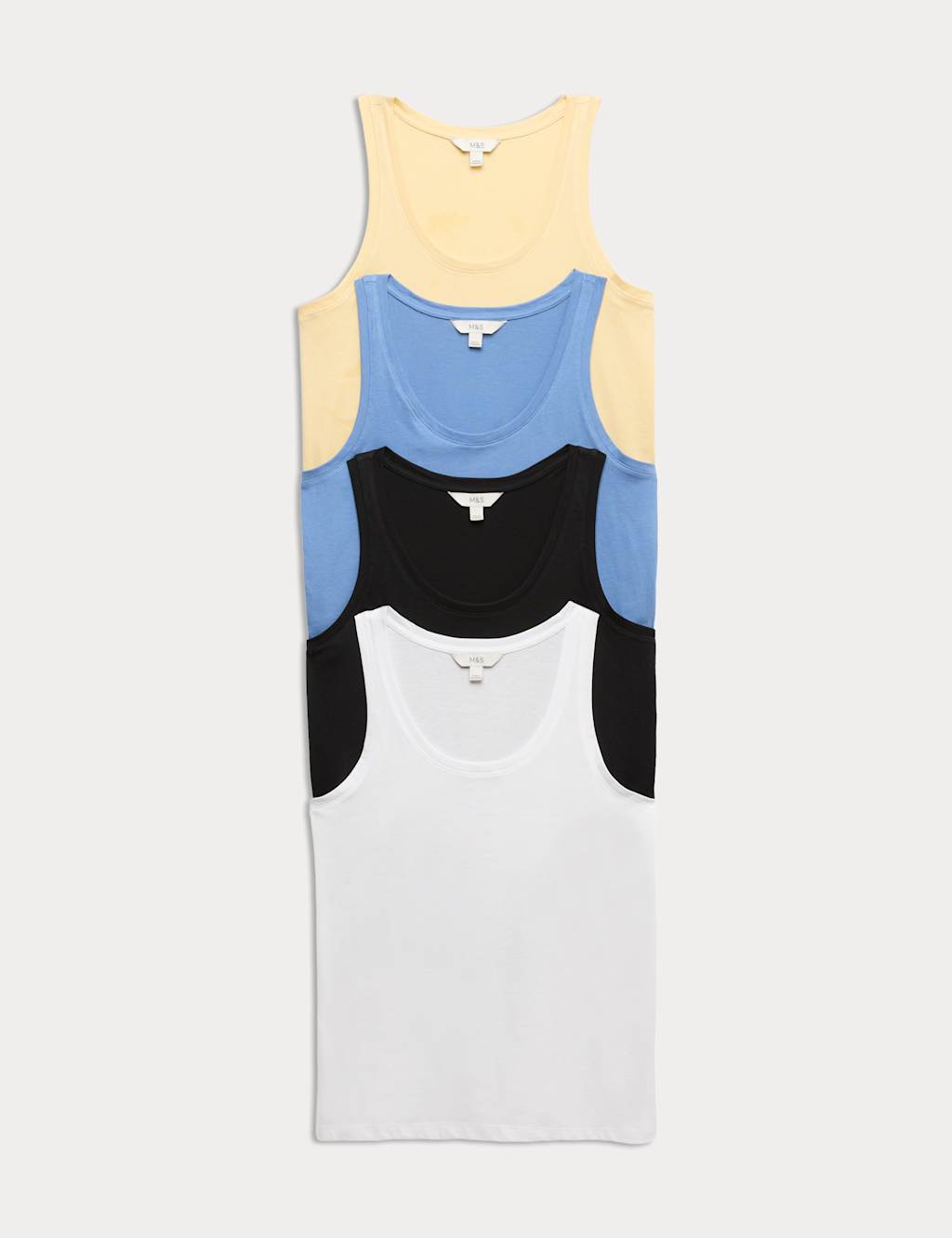 M&S Women's 4 Pack Cotton Rich Vest Tops - 20 - Multi